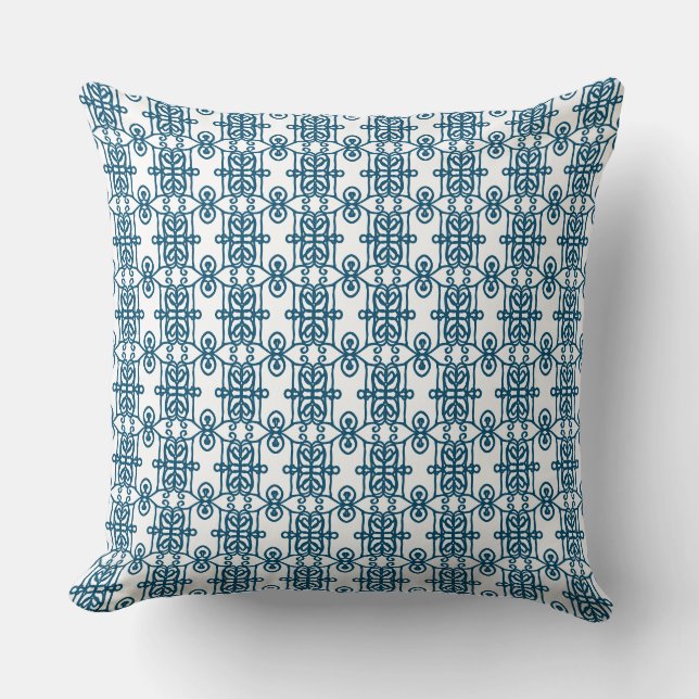Beauful Ocean Blue White Geometric Shape Pattern Kussen (Voorkant)