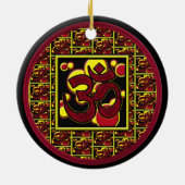 Beauful Om Aum Symbol w/Circles en Squares Keramisch Ornament (Achterkant)