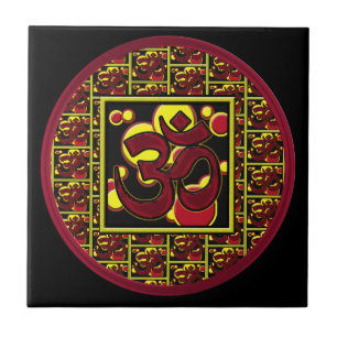 Beauful Om Aum Symbol w/Circles en Squares Tegeltje
