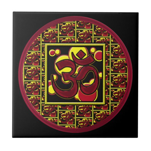 Beauful Om Aum Symbol w/Circles en Squares Tegeltje (Voorkant)