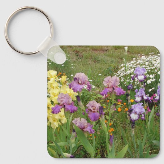 Beauful Paars Iris Flower floral Photo Sleutelhanger (Voorkant)