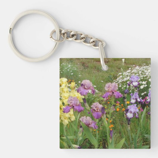 Beauful Paars Iris Flower floral Photo Sleutelhanger (voorkant)