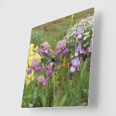 Beauful Paars Iris Flower floral Photo Vierkante Klok (Hoek)