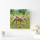 Beauful Palomino Horse Countryside Vierkante Klok (Huis)