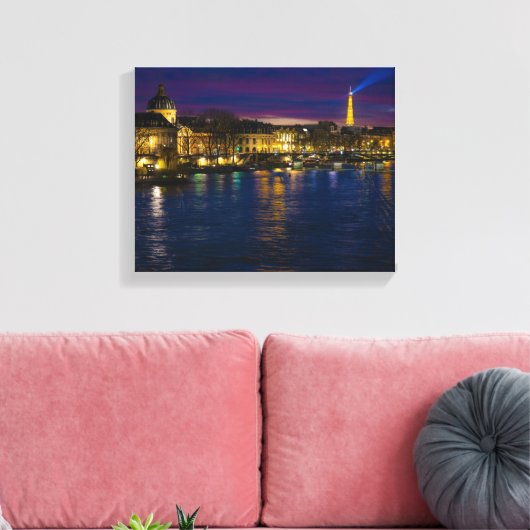 Beauful Paris Frankrijk Evening Skyline Canvas Afdruk (Insitu (Woonkamer))