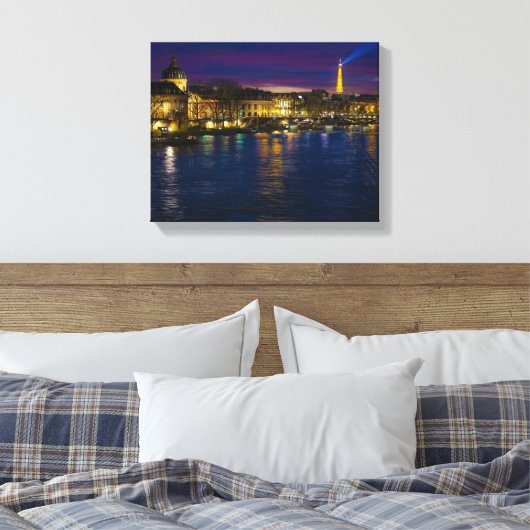 Beauful Paris Frankrijk Evening Skyline Canvas Afdruk (Insitu (Slaapkamer))