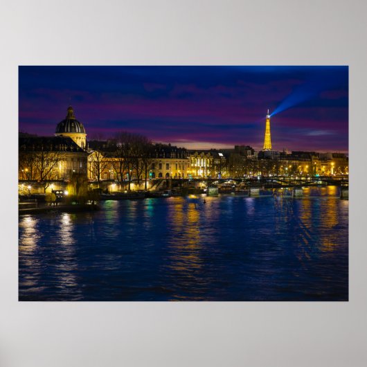 Beauful Paris Frankrijk Evening Skyline Poster (Voorkant)