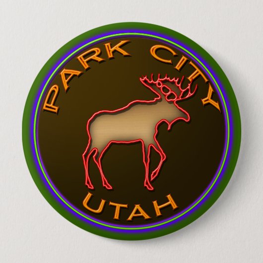 Beauful Park City Moose Medallion Gear Ronde Button 4,0 Cm (Voorkant)