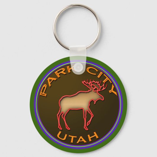 Beauful Park City Moose Medallion Gear Sleutelhanger (Voorkant)