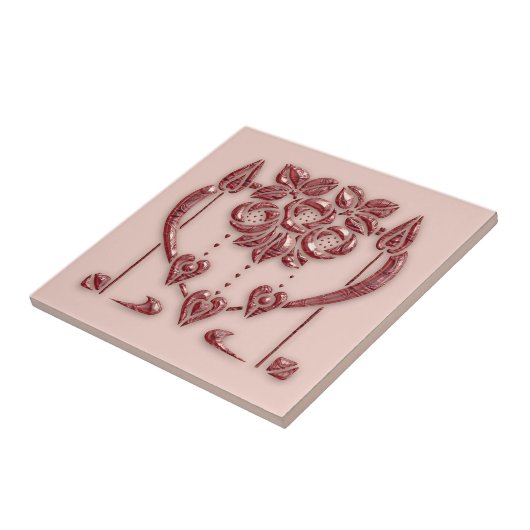 Beauful Pastel Art Nouveau-keramiek Tegeltje (Zijkant)