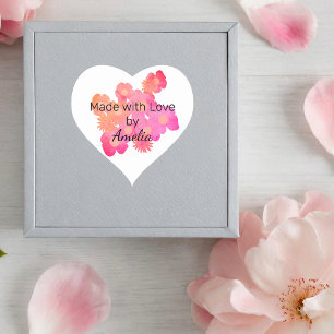 Beauful Peach Floral Handgemaakt door Hart Sticker