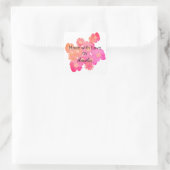 Beauful Peach Floral Handgemaakt door Vierkante Sticker (Tas)