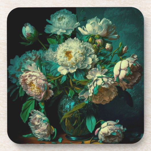 Beauful Peony Flowers Beverage Coaster Bier Onderzetter (Voorkant)