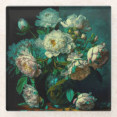 Beauful Peony Flowers Beverage Coaster Glazen Onderzetter (Voorkant)