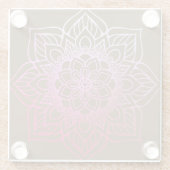 Beauful Pink Brown Boho Mandala Glazen Onderzetter (Achterkant)