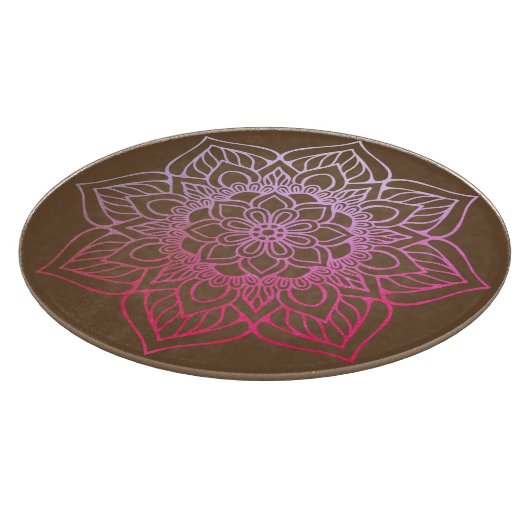 Beauful Pink Brown Boho Mandala Snijplank (Hoek)