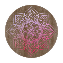 Beauful Pink Brown Boho Mandala Snijplank