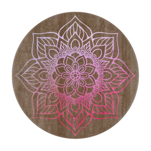 Beauful Pink Brown Boho Mandala Snijplank (Voorkant)