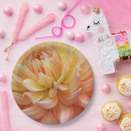 Beauful Pink Dahlia Floral Papieren Bordje (Feest)