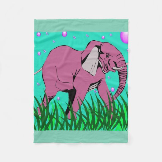 Beauful Pink Elephant Fleece Blanket Deken (Voorkant)