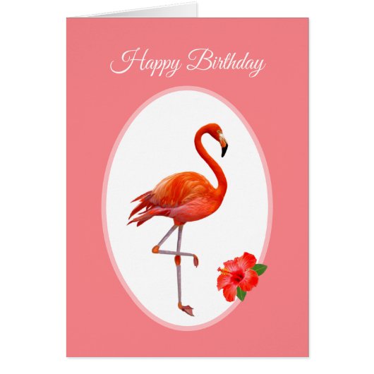 Beauful Pink Flamingo Birthday (Voorkant)