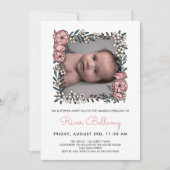 Beauful Pink Floral Lijst Photo Naming Ceremony Kaart (Voorkant)