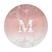 Beauful Pink Floral Monogram Snijplank (Voorkant)