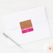 Beauful Pink Green Chevron Bling Glitter Elegant Vierkante Sticker (Envelop)