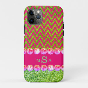Beauful Pink Green Chevron Glitter Bling Elegant Case-Mate iPhone Case