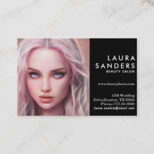 Beauful Pink Hair Girl Beauty Salon Elegant Visitekaartje