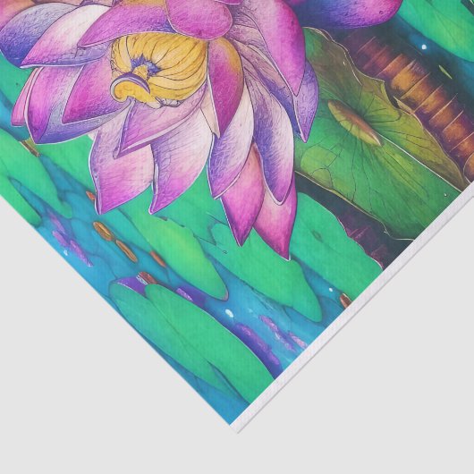 Beauful Pink Lotus Flowers Water Scene Tissuepapier (Detail)
