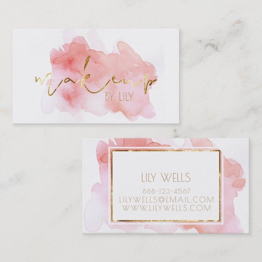 ☐ Beauful Pink Makeup Business Visitekaartje (Voorkant / Achterkant)