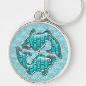 Beauful Pisces Fish Aquamarine Sleutelhanger (Voorkant)