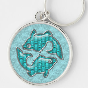 Beauful Pisces Fish Aquamarine Sleutelhanger
