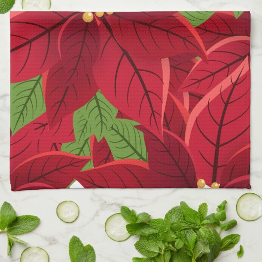 Beauful Poinsettia Kirchen Towel Theedoek (Gevouwen)