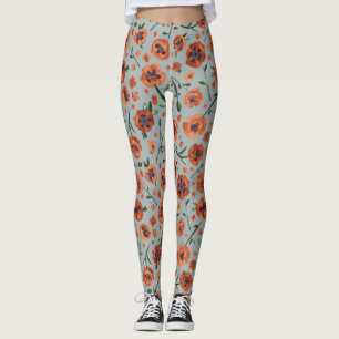 Beauful Poppies Floral Pattern Leggings