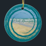 Beauful Port Aransas Texas Beach Keramisch Ornament<br><div class="desc">Mooie strandfoto van de serene schoonheid van de haven van Aransas aan de kust. Een sandpiper staat op een zonnige dag aan de rand van het mooie blauwe groene water in een koele oceaanzwijn. Een perfecte foto van de show... hoe deze prachtige Texas strandstad is hersteld... en weer een prachtige...</div>