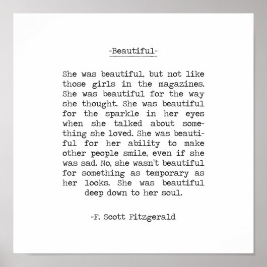 Beauful quote F Scott Fitzgerald Poster (Voorkant)