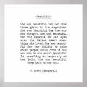Beauful quote F Scott Fitzgerald Poster (Voorkant)
