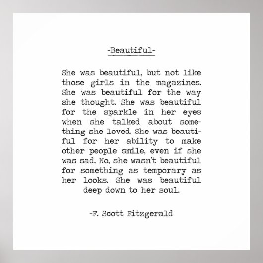 Beauful quote F Scott Fitzgerald Poster (Voorkant)