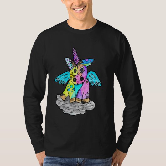 Beauful Rainbow Crazy Punk Rock Unicorn T-shirt (Voorkant)