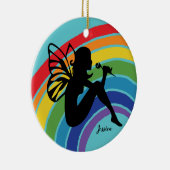 Beauful Rainbow Fairy Girl Monogram LGBTQ Keramisch Ornament (Rechts)