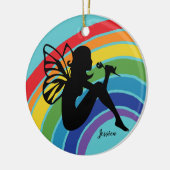 Beauful Rainbow Fairy Girl Monogram LGBTQ Keramisch Ornament (Links)
