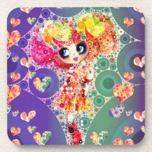 Beauful Rainbow KAWAII Girl PinkyP Harajuku Drankjes Onderzetter