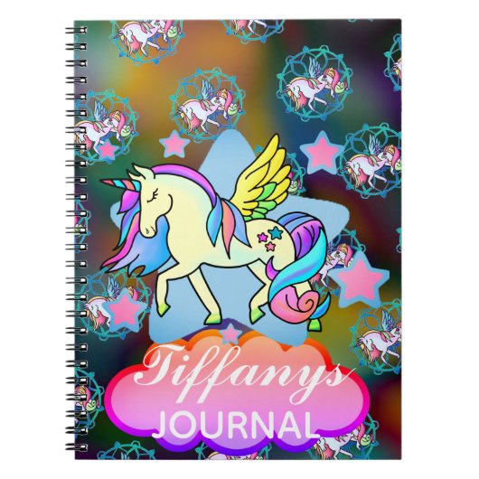 Beauful Rainbow Unicorn Star Galaxy Sky Notitieboek (Voorkant)