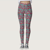 Beauful Raspberry Roos Blauwgroen Yoga Pants Leggi Leggings (Voorkant)