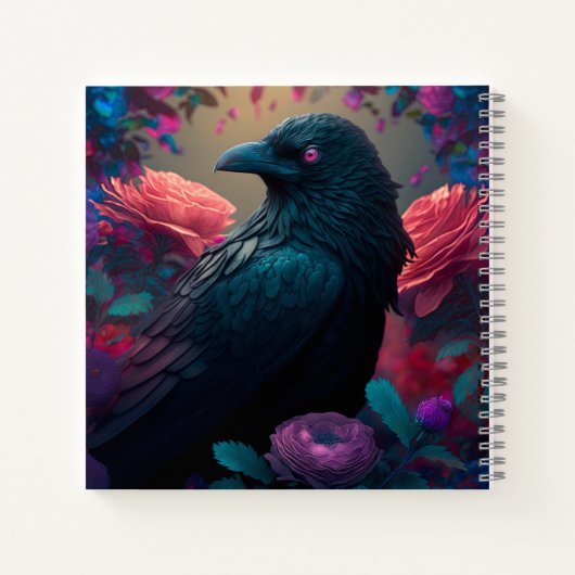 Beauful Raven and Flowers Journal Notitieboek (Achterkant)
