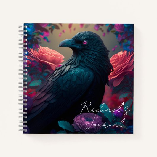 Beauful Raven and Flowers Journal Notitieboek (Voorkant)