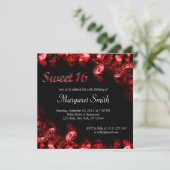 Beauful Red Diamond Sweet 16 Invite Kaart (Staand voorkant)