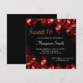 Beauful Red Diamond Sweet 16 Invite Kaart